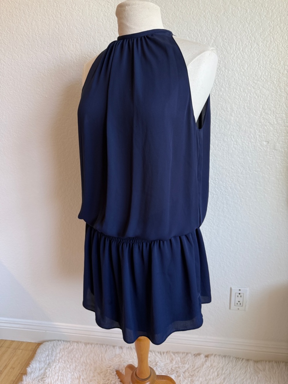 Ramy Brook Navy Blue Halter Mini Dress